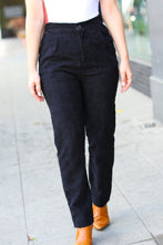 Load image into Gallery viewer, Going Your Way Corduroy High Rise Tapered Leg Pants in Black
