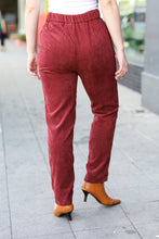 Load image into Gallery viewer, Going Your Way Corduroy High Rise Tapered Pants in Burgundy
