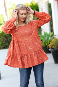 Hello Beautiful Ditzy Floral Thermal Tiered Babydoll Top