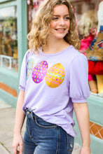 Load image into Gallery viewer, Adorable Sequin Easter Egg Terry Top in Lilac
