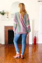 Load image into Gallery viewer, Classic Chic Olive &amp; Burgundy Striped Textured Knit Top
