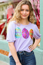 Load image into Gallery viewer, Adorable Sequin Easter Egg Terry Top in Lilac
