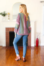 Load image into Gallery viewer, Classic Chic Olive &amp; Burgundy Striped Textured Knit Top
