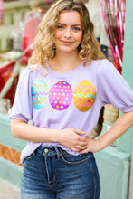 Load image into Gallery viewer, Adorable Sequin Easter Egg Terry Top in Lilac
