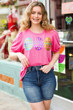 Load image into Gallery viewer, Adorable Sequin Easter Egg Terry Top in Hot Pink
