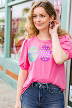 Load image into Gallery viewer, Adorable Sequin Easter Egg Terry Top in Hot Pink
