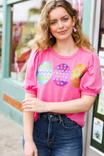 Load image into Gallery viewer, Adorable Sequin Easter Egg Terry Top in Hot Pink
