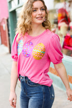 Load image into Gallery viewer, Adorable Sequin Easter Egg Terry Top in Hot Pink
