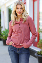 Load image into Gallery viewer, Going My Way Contrast Stitch Henley Top in Rust
