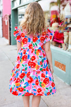 Load image into Gallery viewer, Floral Smocked Ruffle Sleeve Tiered Dress in Pink

