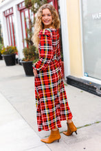 Load image into Gallery viewer, Adorable In Red Plaid Ruffle Detail Fit &amp; Flare Midi Dress
