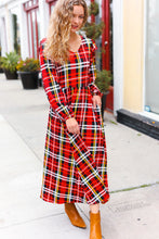 Load image into Gallery viewer, Adorable In Red Plaid Ruffle Detail Fit &amp; Flare Midi Dress
