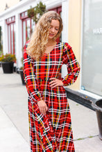 Load image into Gallery viewer, Adorable In Red Plaid Ruffle Detail Fit &amp; Flare Midi Dress
