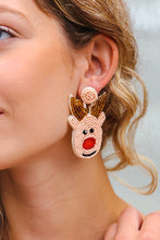 Load image into Gallery viewer, Rudolph Reindeer Beaded Dangle Earrings
