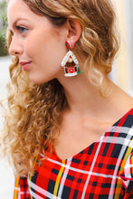 Load image into Gallery viewer, Gingerbread House Beaded Dangle Earrings
