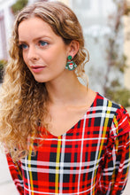 Load image into Gallery viewer, Green Christmas Sweater Acrylic Dangle Earrings
