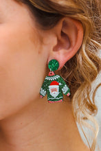 Load image into Gallery viewer, Green Christmas Sweater Acrylic Dangle Earrings
