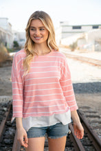 Load image into Gallery viewer, Blush Stripe Waffle Textured Back Keyhole Top
