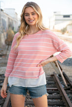 Load image into Gallery viewer, Blush Stripe Waffle Textured Back Keyhole Top
