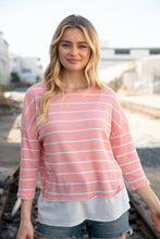 Load image into Gallery viewer, Blush Stripe Waffle Textured Back Keyhole Top
