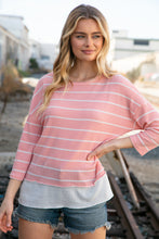 Load image into Gallery viewer, Blush Stripe Waffle Textured Back Keyhole Top
