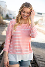 Load image into Gallery viewer, Blush Stripe Waffle Textured Back Keyhole Top
