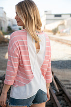 Load image into Gallery viewer, Blush Stripe Waffle Textured Back Keyhole Top
