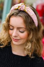 Load image into Gallery viewer, Glitter Top Knot Headband in Pink &amp; Gold
