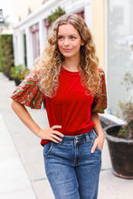 Load image into Gallery viewer, Warmest Wishes Red &amp; Green Sequin Puff Sleeve Velvet Top
