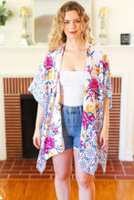Load image into Gallery viewer, In Your Dreams Ivory Floral Border Print Open Kimono
