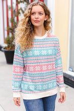 Load image into Gallery viewer, Snow White Nordic Fair Isle Print Cable Knit Hacci Sweater
