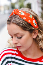 Load image into Gallery viewer, Red Snowman Christmas Top Knot Headband
