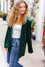 Load image into Gallery viewer, Holiday Stunner Velvet Lapel Blazer in Hunter Green
