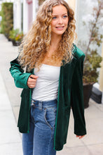 Load image into Gallery viewer, Holiday Stunner Velvet Lapel Blazer in Hunter Green
