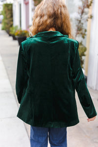 Holiday Stunner Velvet Lapel Blazer in Hunter Green