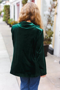 Holiday Stunner Velvet Lapel Blazer in Hunter Green