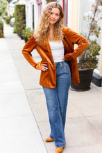 Load image into Gallery viewer, Holiday Stunner Velvet Lapel Blazer in Rust
