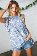 Load image into Gallery viewer, Breath of Life Paisley Mock Neck Flutter Sleeve Top

