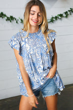 Load image into Gallery viewer, Breath of Life Paisley Mock Neck Flutter Sleeve Top
