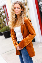 Load image into Gallery viewer, Holiday Stunner Velvet Lapel Blazer in Rust
