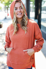 Load image into Gallery viewer, Cozy Days Mineral Wash Rib Knit Hoodie in Rust
