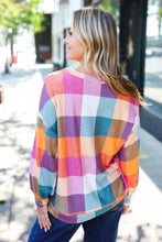 Load image into Gallery viewer, Charming Plaid Checker Print Hacci Sweater Top in Berry
