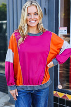 Load image into Gallery viewer, Brighten My Day Magenta Color Block Outseam Terry Top
