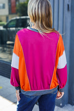 Load image into Gallery viewer, Brighten My Day Magenta Color Block Outseam Terry Top
