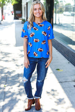 Load image into Gallery viewer, Game Day Football Print Knit Top in Blue
