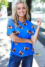 Load image into Gallery viewer, Game Day Football Print Knit Top in Blue
