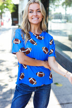 Load image into Gallery viewer, Game Day Football Print Knit Top in Blue
