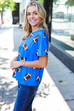 Load image into Gallery viewer, Game Day Football Print Knit Top in Blue
