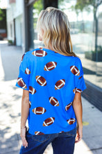 Load image into Gallery viewer, Game Day Football Print Knit Top in Blue
