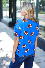 Load image into Gallery viewer, Game Day Football Print Knit Top in Blue
